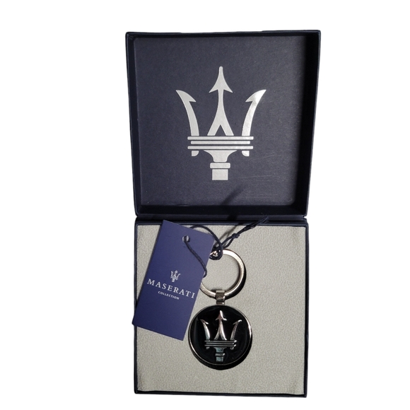 Maserati Sterling Silver Blue Enamel Key Chain - Picture 2 of 3